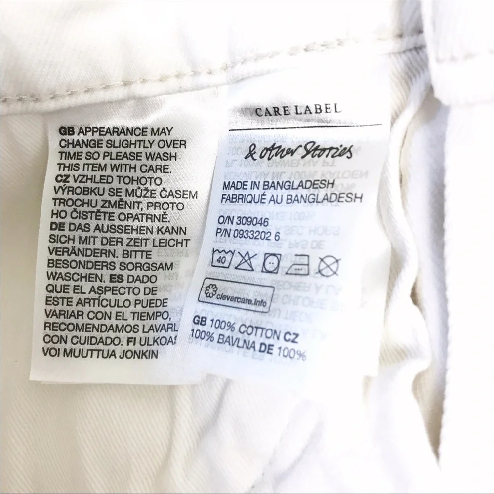 & Other Stories White Denim Button Fly Shorts Size 10 - Picture 10 of 10